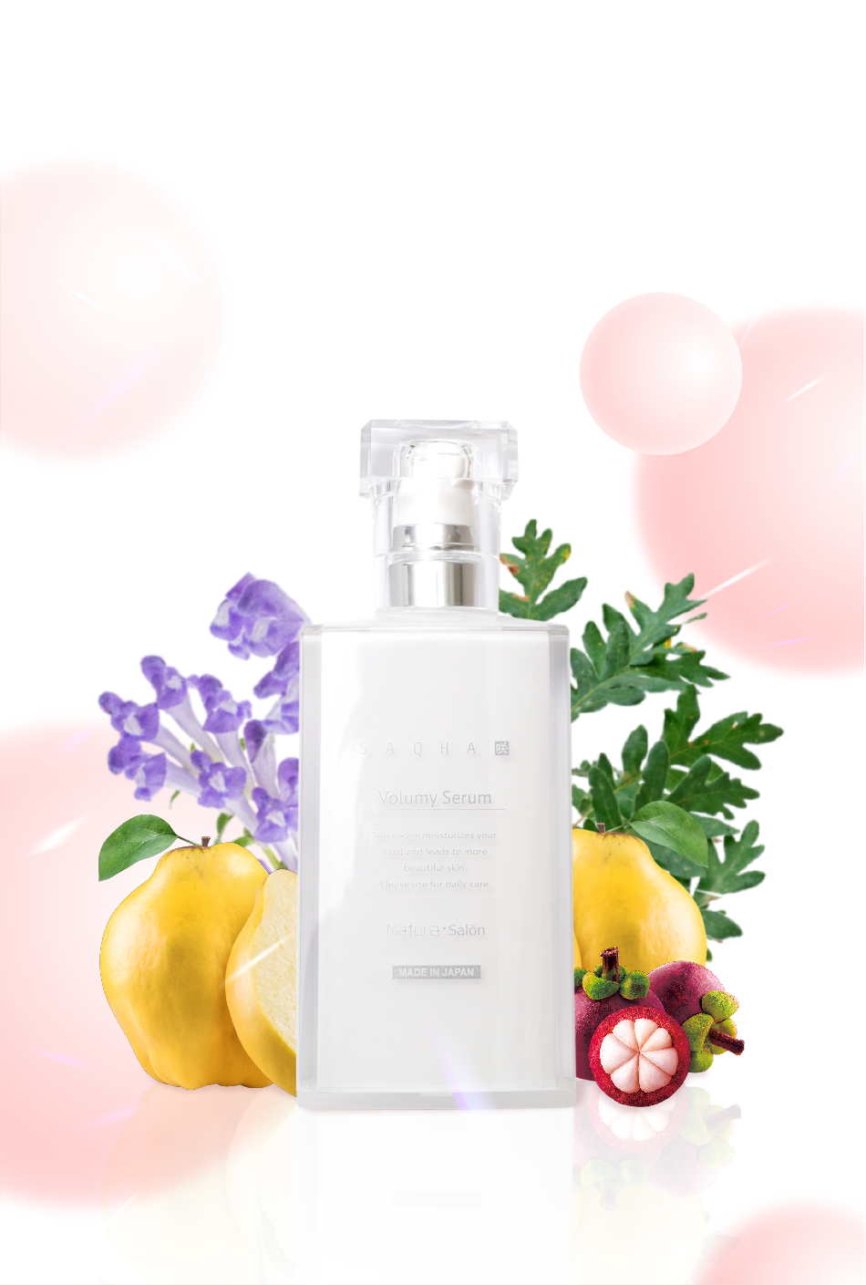SAQHA Volumey Serum Ingredients indispensable for expanding the bosom are thoroughly blended in plentiful “abundance.”